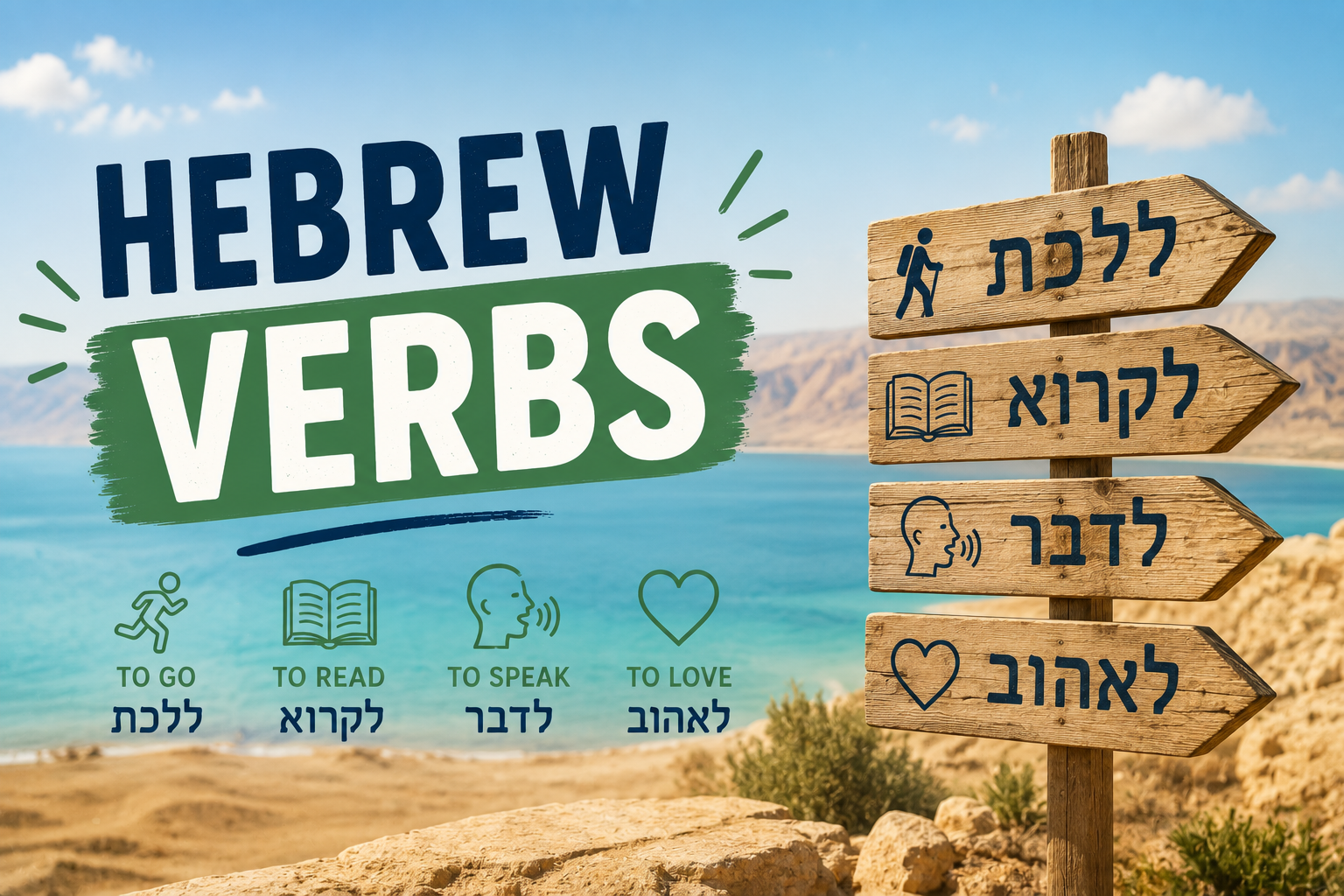 100 Common Must-Know Hebrew Verbs — with meanings, examples, and conjugation tips organized by category
