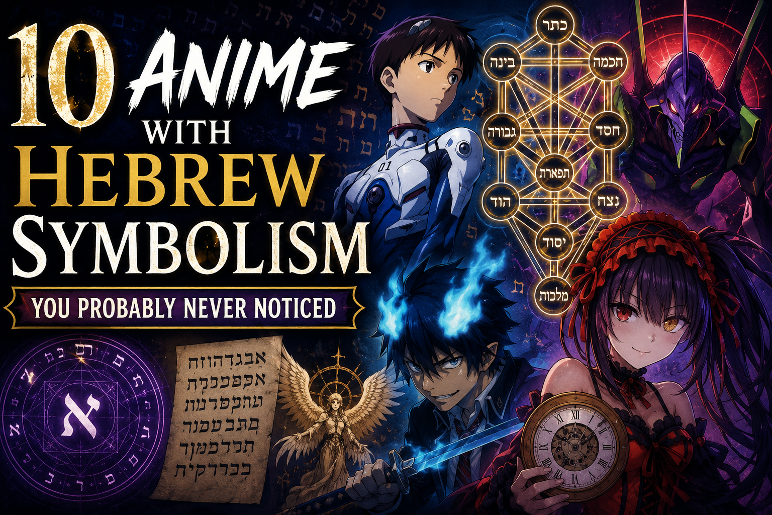 Anime with Hebrew symbolism — angel names, Tree of Life, and Kabbalah references