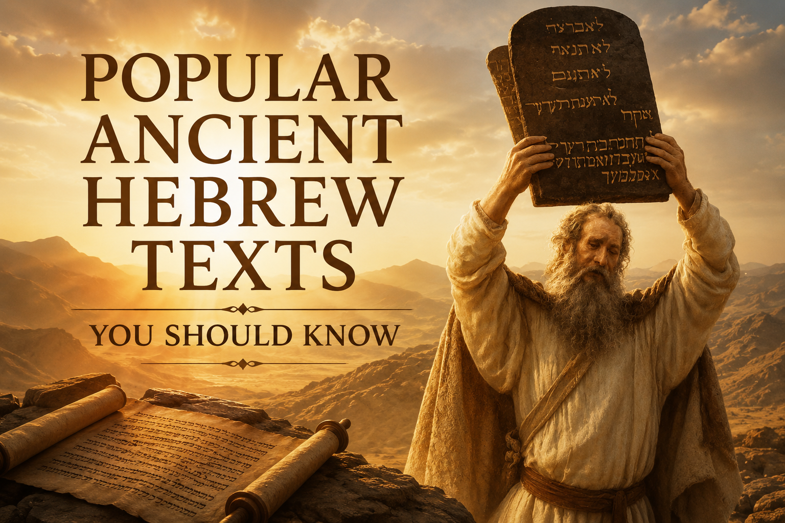 Popular Ancient Hebrew Texts — Torah scroll, Dead Sea Scrolls, and archaeological inscriptions from the ancient Near East