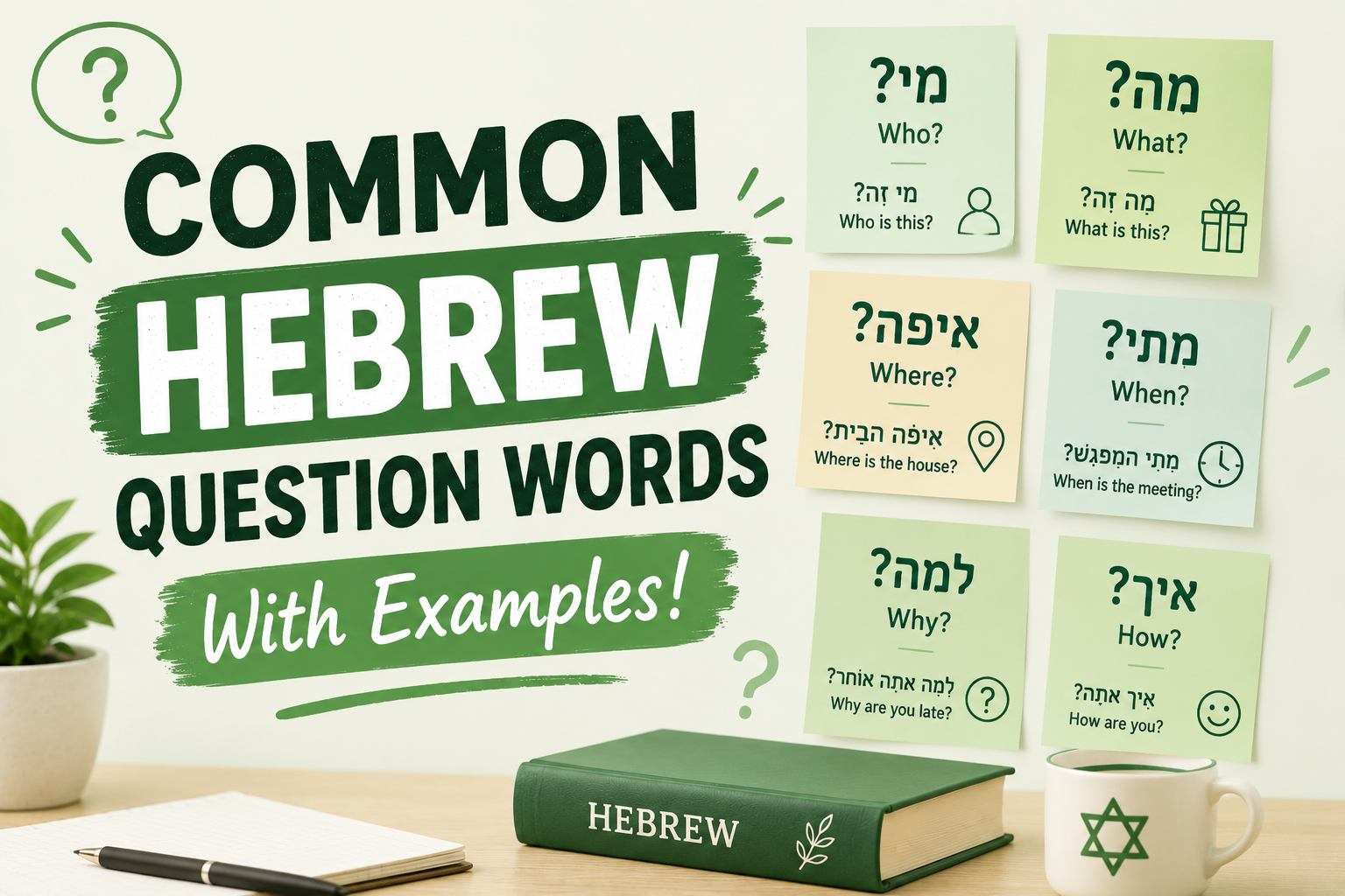 Hebrajskie Słowa Pytające z Przykładami — מי, מה, איפה, מתי, למה, איך i więcej